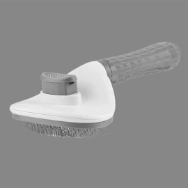 NM Store® Kedi Köpek Tüy Toplayıcı Kendini Temizleyebilen Ergonomik Rahat Evcil Hayvan Tarağı Gri