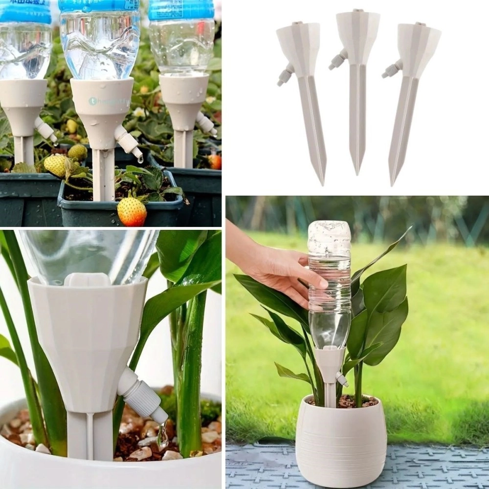 NM Store® Ayarlanabilir Akış Hızına Sahip Damlama Sulama Çivileri 3lü Otomatik Bitki Sulama Aparatı Tüm Pet Şişelere Uyumlu