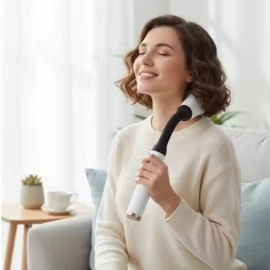 NM Store® 4 Farklı Başlıklı Uzun Saplı Derin Doku Masaj Tabancası, Boyun, Omuz ve Sırt için Ergonomik Saplı Çoklu Masaj Modlu Taşınabilir Masaj Aleti