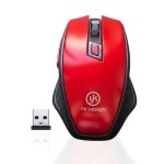 NM Store® Kırmızı Renkli Baş Parmak Destekli Ergonomik Sessiz Kablosuz Mouse – USB Alıcılı, Ofis ve Oyun İçin Konforlu Bilgisayar Faresi MS6300