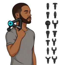 NM Store® 12 Farklı Başlıklı Profesyonel Masaj Tabancası - Kas Gevşetici ve Yorgunluk Giderici Masaj Aleti