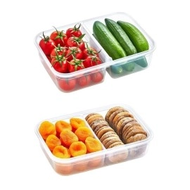 NM Store® 2 Bölmeli Sızdırmaz Contalı Kilitli Kapaklı 1 Litre Erzak Saklama Kabı -LC505