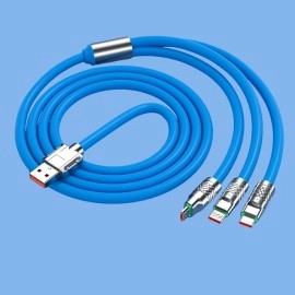 NM Store®Kutulu  3 Şarj Aleti 1 Arada Çinko Alaşım Hızlı Şarj Kablosu Mavi 3 in 1