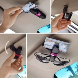 NM Store® Araç İçi Güneşliğe Takılan 2'li Gözlük,Kart,Para Takmalık Aparat