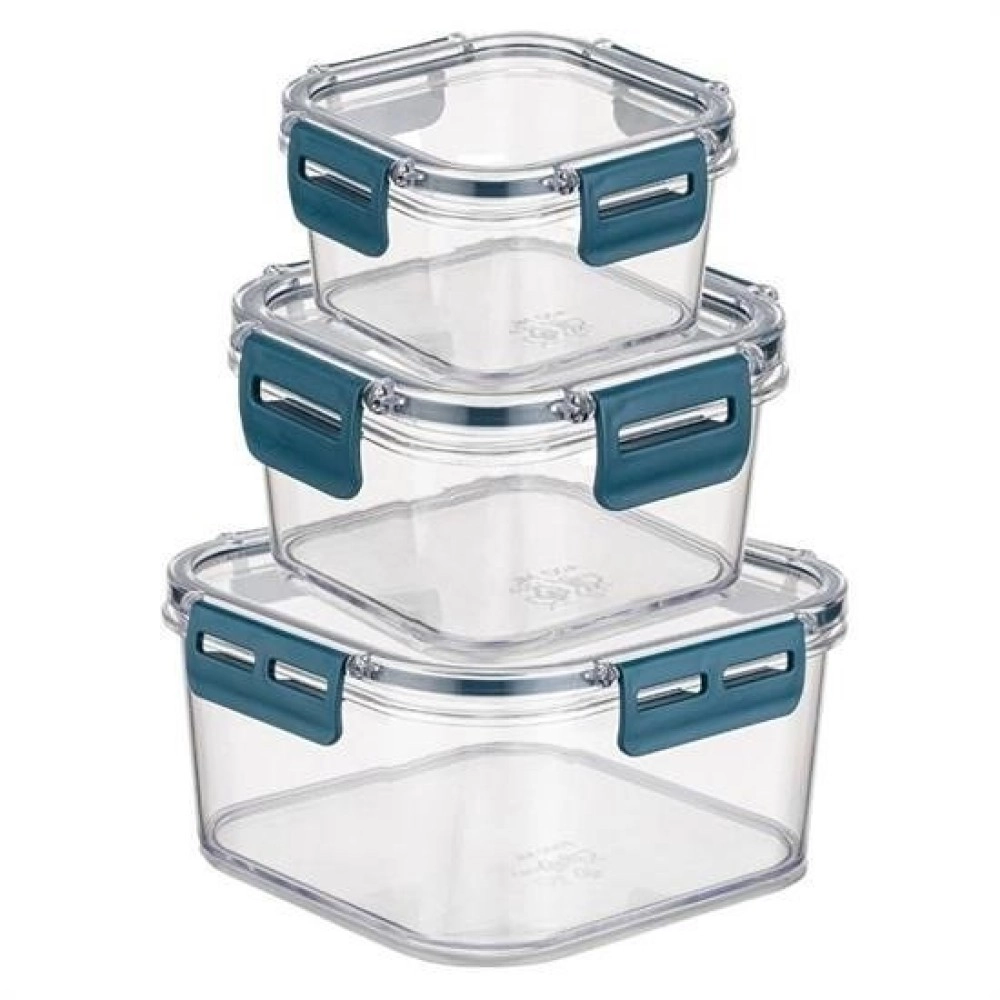 NM Store® 3'lü Pratik Silikon Contalı Sızdırmaz Kapaklı Sağlam İstiflenebilir Saklama Kapları