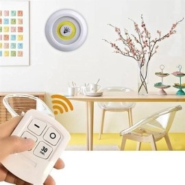 NM Store® 3lü Uzaktan Kumandalı Pilli Yapışkanlı Kablosuz Led Spot Lambalar