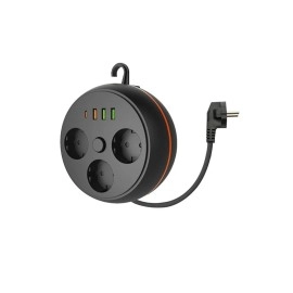 NM Store® 3 Adet Soket,3 Adet USB ve 1 Adet Type-C Girişli Termal Akım Korumalı Makaralı Priz 3395