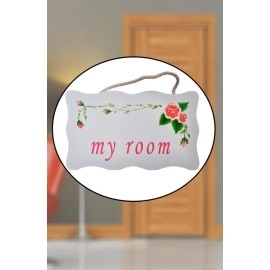 NM Store® Decotown My Room Benim Odam Dekoratif Çiçek Desenli Kapı Askısı