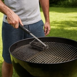 NM Store® Mangal Izgara Temizleme Fırçası – Paslanmaz Çelik Telli, Uzun Saplı Grill Temizlik Aparatı Mangal Temizlik Fırçası