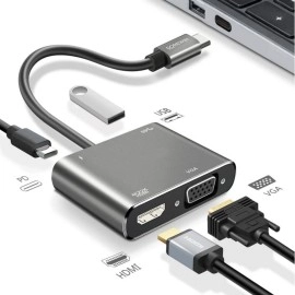 4'ü 1 Arada Type-C Hub Adaptör 4K HDMI VGA USB Çok..