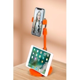 NM Store® Masa Üstü Tablet ve Telefon Tutucu Plastik Aparat Turuncu Telefon Standı