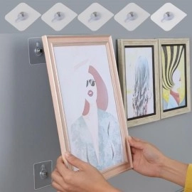 NM Store® Süper Güçlü Çerçeve Askısı Pin Delgisiz Vidalı Tırnak Kanca Yapışkanlı Raf Tutucu Askı 4 Adet