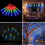 10’lu 45 cm USB RGB Meteor LED Ağaç Işığı 2 m USB Kablo Asmalı Bahçe Aydınlatması