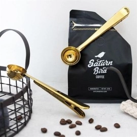 NM Store® Mandallı Kahve Ölçü Kaşığı Gold Çok Fonksiyonlu Paslanmaz Çelik Kaşık