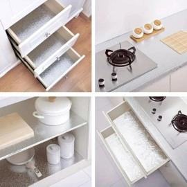 NM Store® Rulo Gümüş Alüminyum Folyo Duvar Kağıdı, Kendinden Yapışkanlı Raf İçi, Su Geçirmez Folyo  2 mt x 60 cm