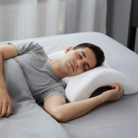 NM Store® % 100 Visco Kavisli Ortopedik Yıkanabilir Kumaş Kılıflı Bel Boyun Bacak Ağrıları İçin Yastık