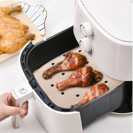 NM Store® 150 Adet Air Fryer Pişirme Kağıdı Tek Kullanımlık Hava Fritöz Yağ Geçirmez Yapışmaz Gıda Pişirme Kağıdı Delikli Kare Model