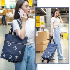 N&M STORE® Katlanabilir Tekerlekli Market Çantası,Çok Amaçlı Pazar Arabası,Portatif Alışveriş Bez Torbası