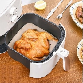 NM Store® 150 Adet Air Fryer Pişirme Kağıdı Tek Kullanımlık Hava Fritöz Yağ Geçirmez Yapışmaz Gıda Pişirme Kağıdı Delikli Kare Model