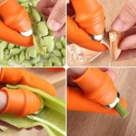 NM Store® 5 Parça Pratik Parmak Koruyucu 1 Parça Baş Parmak Bıçaklı Eldiven Sebze Meyve Soyucu Kesme Ayıklayıcı Silikon Set