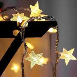 NM Store® 20 Adet Mini Yıldız Led 5 Metre Günışığı Rengi Dekoratif Led