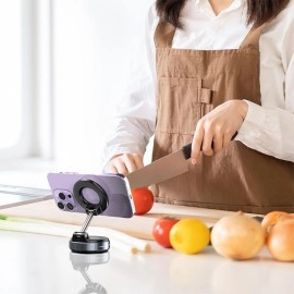 360° Döner Başlıklı Vakumlu Emişli Manyetik Telefon Tutucu – Güçlü Mıknatıslı, İz Bırakmaz