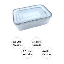 NM Store® 4lü İç İçe Sızdırmaz Contalı Kilitli Kapaklı Plastik Erzak Saklama Kapları LC315