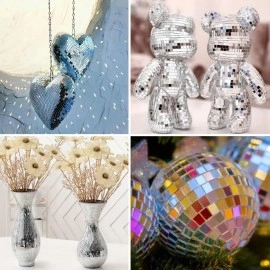 NM Store®1 Metre Uzunluğunda Gümüş Renk Aynalı Mozaik Taşlı Dekor Bandı 4 cm x 1 mt