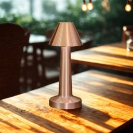 NM Store® Çatı Model Bronz Renk Şarjlı Dokunmatik 3 Renkli LED Masa Lambası