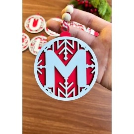 NM Store® 11 Harfli Kırmızı Beyaz İpli MUTLU YILLAR Yazılı Ahşap Yılbaşı Ağaç Süsü