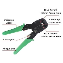 NM Store® 3ü 1 Arada Modüler Kablo Sıkma,Soyma ve Kesme Pensesi