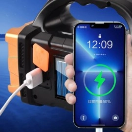 NM Store® Solar ve USB Şarjlı LED + COB El Feneri | 1500 mAh Şarjlı Taşınabilir Çalışma Işığı–Su Geçirmez HB-2678