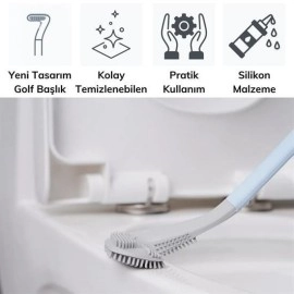 NM Store® Golf Tasarımlı Silikon WC Klozet Mutfak Temizlik Fırçası Kanca Hediyeli