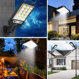 NM Store® 3 Farklı Işık Modlu Güneş Enerjisiyle Şarj Olan Dış Mekan Uyumlu Kumandalı Solar Duvar LEDİ