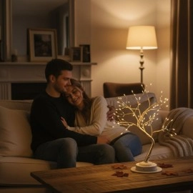 Masaüstü Peri Ağaç LED Lamba Gün Işığı 3 Kademeli Şarjlı Dekoratif Ortam Işığı