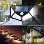 NM Store® 100 Ledli 3 Farklı Aydınlatma Ayarlı Solar Güneş Enerjili Hareket Sensörlü Bahçe Duvar Lambası