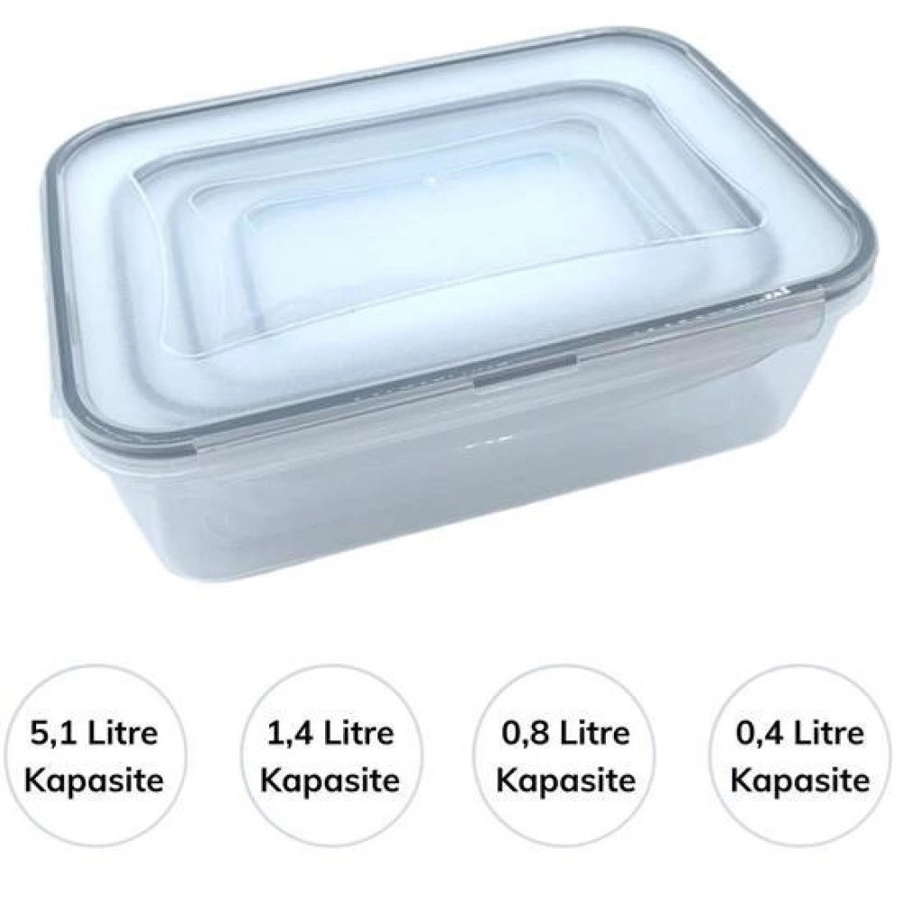 NM Store® 4lü İç İçe Sızdırmaz Contalı Kilitli Kapaklı Plastik Erzak Saklama Kapları LC315