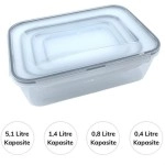 NM Store® 4lü İç İçe Sızdırmaz Contalı Kilitli Kapaklı Plastik Erzak Saklama Kapları LC315