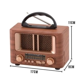 NM Store® Küçük Mini Boy Retro Ahşap Tasarım Bluetooth Hoparlörlü Radyo – FM/AM Destekli, Şarjlı ve Taşınabilir Radyo NS-8108