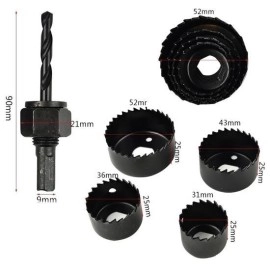 NM Store® 6 Parça Demir Ahşap Alçıpan Delme Buat Açma Seti