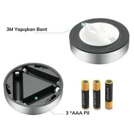 NM Store® Kablosuz Spot Pilli Dokunmatik Led Lamba 3 Ledli Dolap Lambası