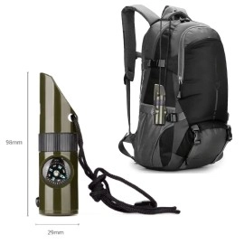 NM Store® 7si 1arada Acil Durum Düdüğü,El Feneri, Termometre,Pusula,Büyüteç,Depolama Bölmeli Kampçı Düdüğü