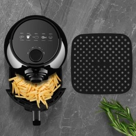 NM Store® Siyah Isıya Dayanıklı Yıkanılabilir Silikon Fırın Ve Airfryer Kare Model Pişirme Matı 21,5 Cm