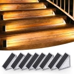 NM Store® 8 Adet Üçgen  Güneş Enerjisi ile Şarj Olan Dış Mekan Solar Basamak Köşe Lambası