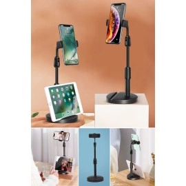 NM Store® Masa Üstü Tablet ve Telefon Tutucu Plastik Aparat Siyah Telefon Standı