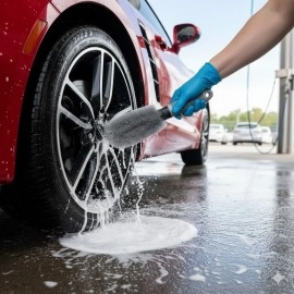 Gri Oto Jant Temizleme Fırçası – Ergonomik Saplı, Lastik ve Jant Detay Temizlik Güçlü Kıllı Fırça