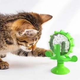 NM Store® Vantuzlu Zilli İnteraktif Dönebilen Mama Kaplı Renkli Eğlenceli Eğitici Kedi Oyuncağı