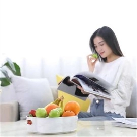 NM Store® 360 Derece Dönebilen Mekanizmalı Yuvarlak Tepsi Formlu Sunum ve Servis Organizer Tablası