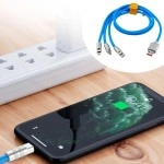 NM Store®Kutulu  3 Şarj Aleti 1 Arada Çinko Alaşım Hızlı Şarj Kablosu Mavi 3 in 1