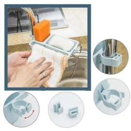 NM Store® Musluğa Takılan Sünger Havlu Askılı Sabun Hazneli mutfak Banyo Lavabo Düzenleyici Organizer